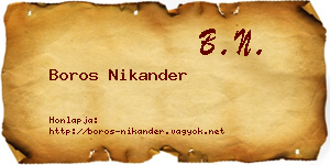 Boros Nikander névjegykártya